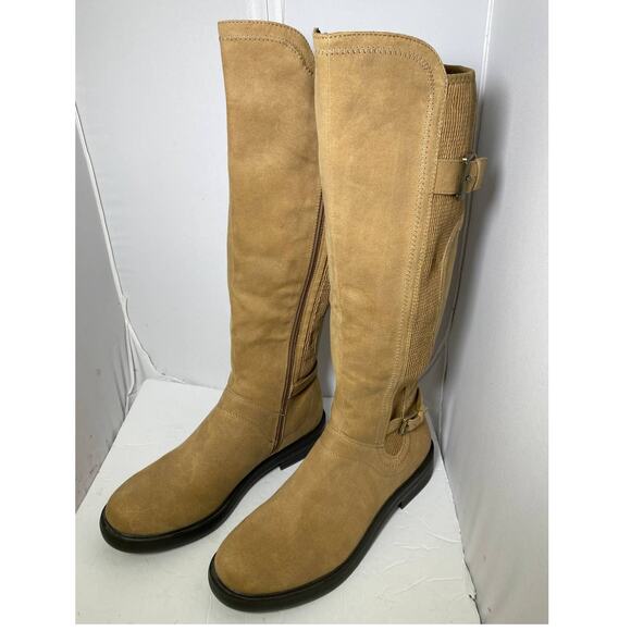White Mountain faux suede tan high boots riding boot look size 9.5 M - Picture 2 of 11